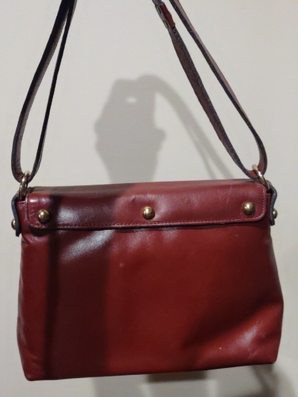 Leather Shoulder Bag in Burgundy Purse Handbag - Picture 9 of 13